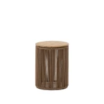 Kave Home Outdoor Bijzettafel 'Dandara' Acaciahout en touw, 40cm, kleur Beige