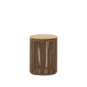 Kave Home Outdoor Bijzettafel 'Dandara' Acaciahout en touw, 40cm, kleur Beige