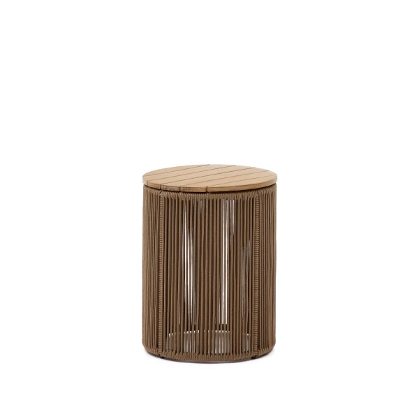 Kave Home Outdoor Bijzettafel 'Dandara' Acaciahout en touw, 40cm, kleur Beige