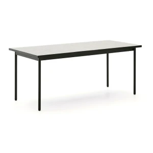 Kave Home Outdoor Eettafel 'Maurina' Cement en staal, 182 x 91cm, kleur Wit