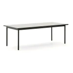 Kave Home Outdoor Eettafel 'Maurina' Cement en staal, 223 x 101cm, kleur Wit
