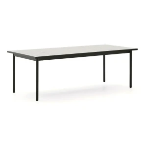 Kave Home Outdoor Eettafel 'Maurina' Cement en staal, 223 x 101cm, kleur Wit