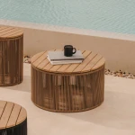 Kave Home Outdoor Salontafel 'Dandara' Acaciahout en touw, 70cm, kleur Beige