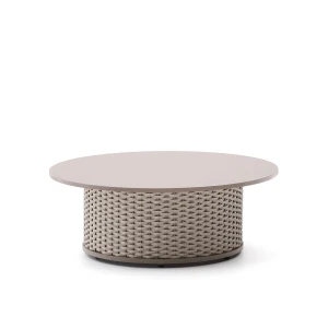 Kave Home Outdoor Salontafel 'Sedalis' Aluminium en touw, 99cm, kleur Taupe