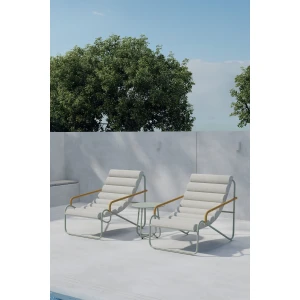 Nohr Loungeset Geron Met 2 stoelen en tafel - Beige/Groen