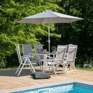 Nohr Outdoor Diningset 'Rosemary' Met parasol, kleur Grijs