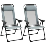 Outsunny 2-delige set, inklapbare ligstoelen, weerbestendig, 5-voudig verstelbare rugleuning, stevig metalen frame, 195 x 66 x 30 cm, grijs | Aosom.nl