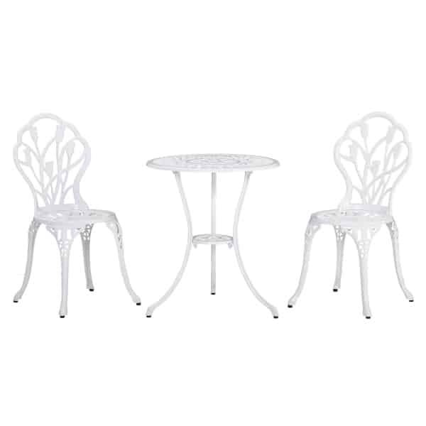 Outsunny 3-delige bistroset, weerbestendig, perfect voor buiten, inclusief tafel en 2 stoelen, compact, modern design, grijs | Aosom.nl