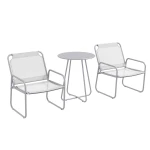 Outsunny 3-delige tuinmeubelset, weerbestendig, 2 ademende stoelen, ronde tafel Ø60 cm, perfect voor buiten, lichtgrijs | Aosom.nl