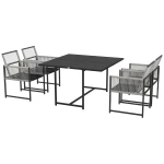 Outsunny 5-delige tuinmeubelset, weerbestendig, comfortabel, inclusief 1 tafel en 4 stoelen, perfect voor buiten, lichtgrijs, zwart | Aosom.nl