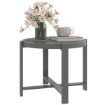 Outsunny Bijzettafel Tuintafel Rond Weerbestendig Aluminium Balkontafel met Kunstmarmeren Blad Grijs