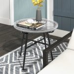 Outsunny Boho-stijl Gartentafel, weerbestendig, PE-rattan met gehard glas, perfect voor buiten, 50 x 50 x 50 cm, grijs | Aosom.nl