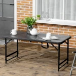 Outsunny Buitentafel, opvouwbaar en in hoogte verstelbaar, ideaal voor 4 personen, weerbestendig, 118 x 60 x 74 cm, Grijs en zwart | Aosom.nl