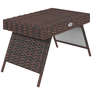 Outsunny Gartentafel, weerbestendige buitenbijzettafel, stijlvol PE-rattan, perfect voor tuin en balkon, 60 x 41 x 41 cm, bruin | Aosom.nl