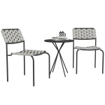 Outsunny Polyrattan Tuinmeubelset, Outdoor Lounge Balkonmeubel voor 2, 3-Delig 2 Stoelen, Tafel Grijs
