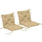 Outsunny Set van 2 zitkussens, 98 x 50 cm stoelkussens met bindbanden, stofhoes, 8 cm dik Khaki