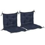Outsunny Set van 2 zitkussens, 98 x 50 cm stoelkussens met bindbanden, stofhoes, 8cm dik donkerblauw