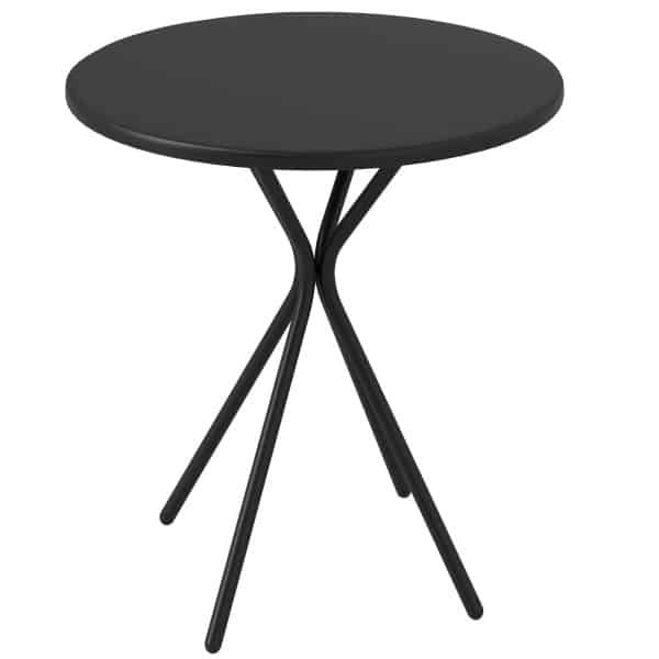 Outsunny Tuintafel Ø60 x 70 cm, Weerbestendige Balkontafel van Staal, Ronde Eettafel met Voetkussentjes, Zwart