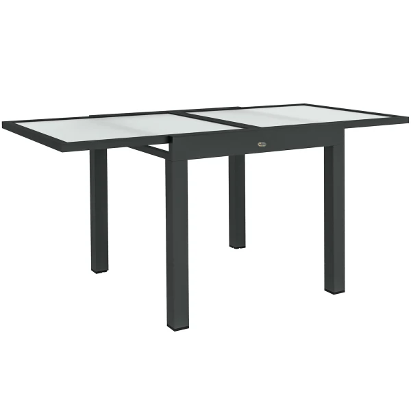 Outsunny Uitschuifbare Tuintafel voor Buiten, Weerbestendige Uitbreidbare Buffettafel, 160 cm × 80 cm × 75 cm, Zwart