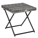 Outsunny opvouwbare bijzettafel, ruimtebesparend, rotaneffect, weerbestendig, ideaal voor binnen en buiten, 40 x 40 x 40 cm, grijs | Aosom.nl