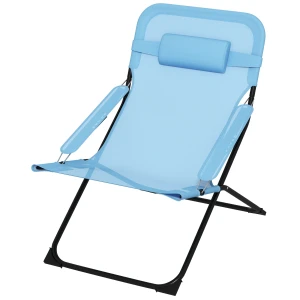Outsunny opvouwbare stoel, 4-traps verstelbaar, ademend ontwerp, stevig metalen frame, ideaal voor buiten, 69 x 91 x 96 cm, zwart/blauw | Aosom.nl