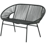 Outsunny rieten relaxstoel, Boho-stijl, comfortabel en stijlvol, perfect voor binnen en buiten, 132 x 72 x 83 cm, zwart | Aosom.nl