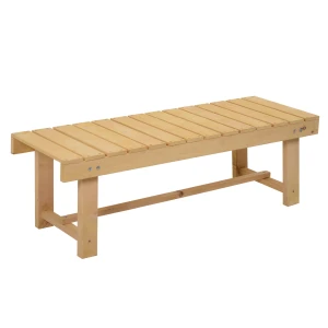Outsunny tuinbank, 2-zits, duurzaam massief hout, weerbestendig, comfortabel design, 1,1 m, naturel | Aosom.nl