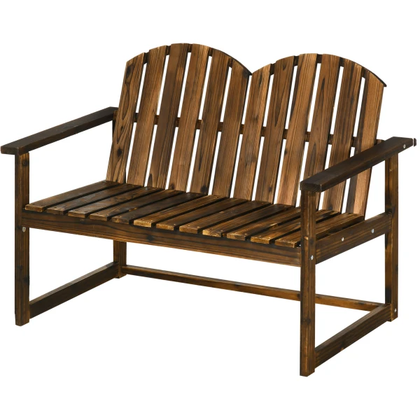 Outsunny tuinbank voor 2 personen, rustiek ontwerp, duurzaam grenenhout, weerbestendig, comfortabele zithoogte, 114 x 63 x 86 cm, bruin | Aosom.nl
