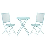 Outsunny tuinzitgroep, 3-delige bistroset, stevig metaal, ideaal voor terras en balkon, weerbestendig, compact ontwerp, blauw | Aosom.nl