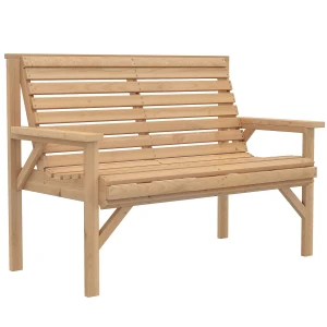 Outsunny 2-persoons tuinbank van hout, lattenbank met arm- en rugleuning, buitenmeubel voor balkon, terras, tuin