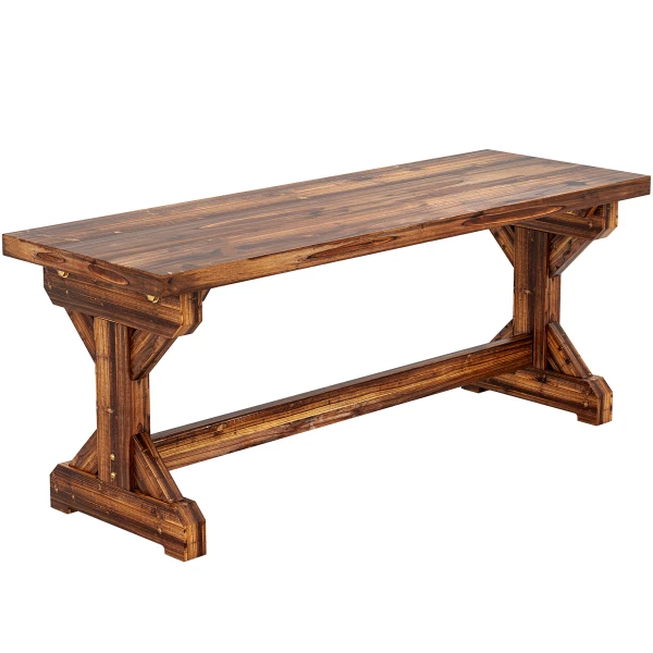 Outsunny 2-zits tuinbank weerbestendig houten zitbank parkbank met X-onderstel 240kg belastbaar 114 x 40 x 46 cm verkoold