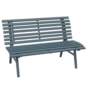 Outsunny Tuinbank, Ergonomische zitting, Latontwerp Voorkomt waterophoping, Weerbestendig aluminium frame, tot 240 kg, 123x67 x79cm, Blauw | Aosom.nl