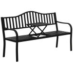Outsunny Tuinbank, met uitschuifbare tafel voor 2-3 personen, Stevig en duurzaam, tot 110 kg per Zitplaatsen, 150 x 58,5 x 90 cm, Zwart | Aosom.nl