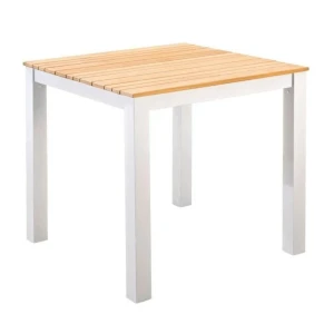 Arashi tuintafel aluminium 76x76cm white/teak Yoi - Yoi