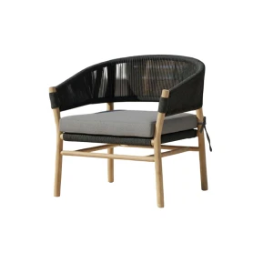 Denver coffee chair anthracite alu/rope anthracite/acacia teak look Eurofar - Eurofar