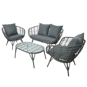 Evora loungeset wicker grijs Decoris - Decoris
