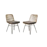 Flamingo dining chair bamboo look steel/grey wicker Eurofar - Eurofar