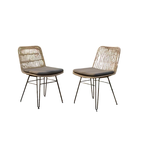 Flamingo dining chair bamboo look steel/grey wicker Eurofar - Eurofar