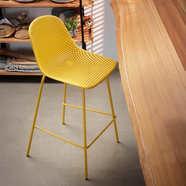 Kave Home Barstoel 'Quinby' kleur Geel (zithoogte 65cm)