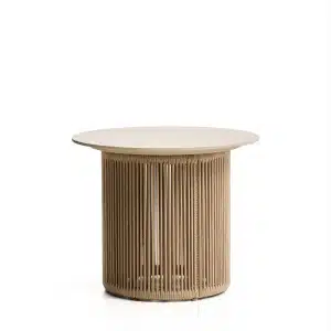 Kave Home Outdoor Bijzettafel Orosei Gesinterde steen en touw, 55cm - Naturel