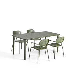 Kave Home Tuinset Brai Met tuintafel en 4 stoelen, 180 x 90cm - Donkergroen