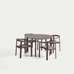 Kave Home Tuinset Erice Met ronde tuintafel en 4 stoelen, 120cm - Bruin