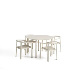 Kave Home Tuinset Erice Met tuintafel en 4 stoelen, 120cm - Ecru