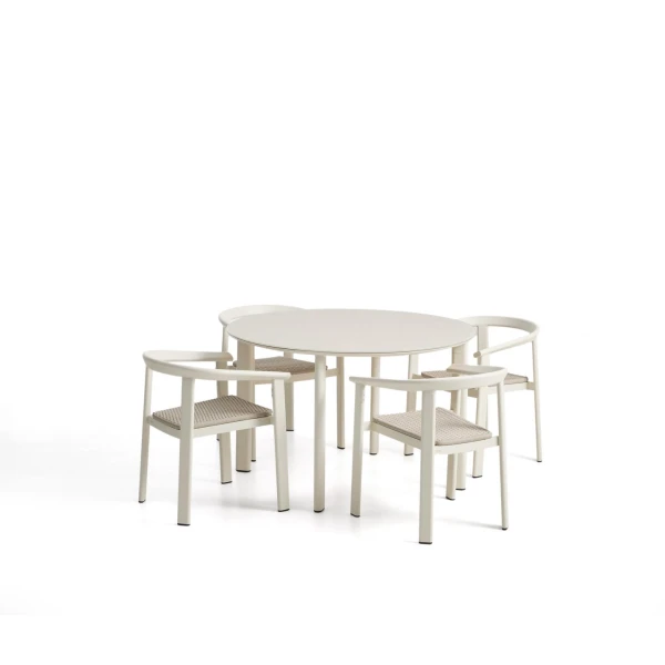 Kave Home Tuinset Erice Met tuintafel en 4 stoelen, 120cm - Ecru