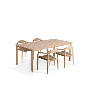 Kave Home Tuinset Met Sori tuintafel en 4 Nina stoelen, 200 x 100cm - Beige
