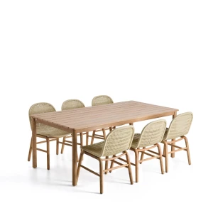 Kave Home Tuinset Met Sori tuintafel en 6 Alipa stoelen, 200 x 100cm - Ecru