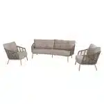 Loungeset Puglia Latte Set 3 delig 3 zits Kussens 4SO Lounge Bank Stoelen Buiten Tuin 4 Seasons Outd