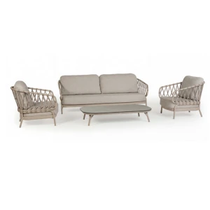 Natal loungeset champagne met Nora coffee tafel ophira 120 x 70 cm Tierra Outdoor - Tierra outdoor