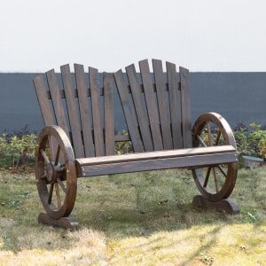 Outsnunny tuinbank, van hout massief, hout tuinbank, grote zitting, tot 250 kg, 108x66x95 cm, duurzaam en stevig, dennenhout, donkerbruin | Aosom.nl
