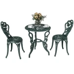 Outsunny 3-delige bistroset, duurzaam, weerbestendig, perfect voor balkon, elegant ontwerp, eenvoudig te onderhouden, antiek groen | Aosom.nl